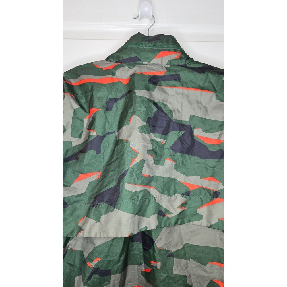 Nike Mens Camo Windbreaker Jacket Green Orange Geometric Print Full Zip Large - Picture 8 of 12